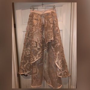 Blush Pink Lace High Low Skirt